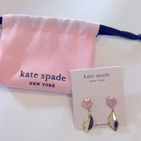 Kate Spade Pink Floral Facet Drop Earrings - Picture 1 of 4